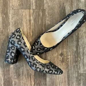 Cole Haan Gray Metallic Leopard Print Pumps, size 10